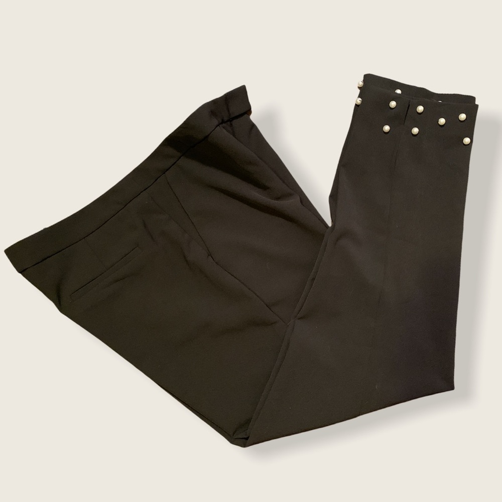 Josh & Arielle Black Ankle Pants Embellished with Pearls, 12